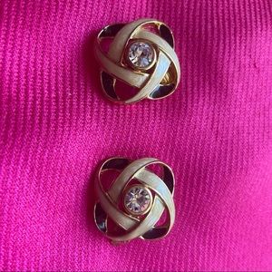 Vintage clip earrings TRIFARI in black enamel